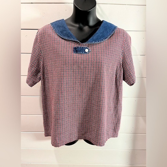 ❤️CAROLINA COLOURS Plus – Vintage Plaid Sailor Top – Size 20W - Picture 1 of 9